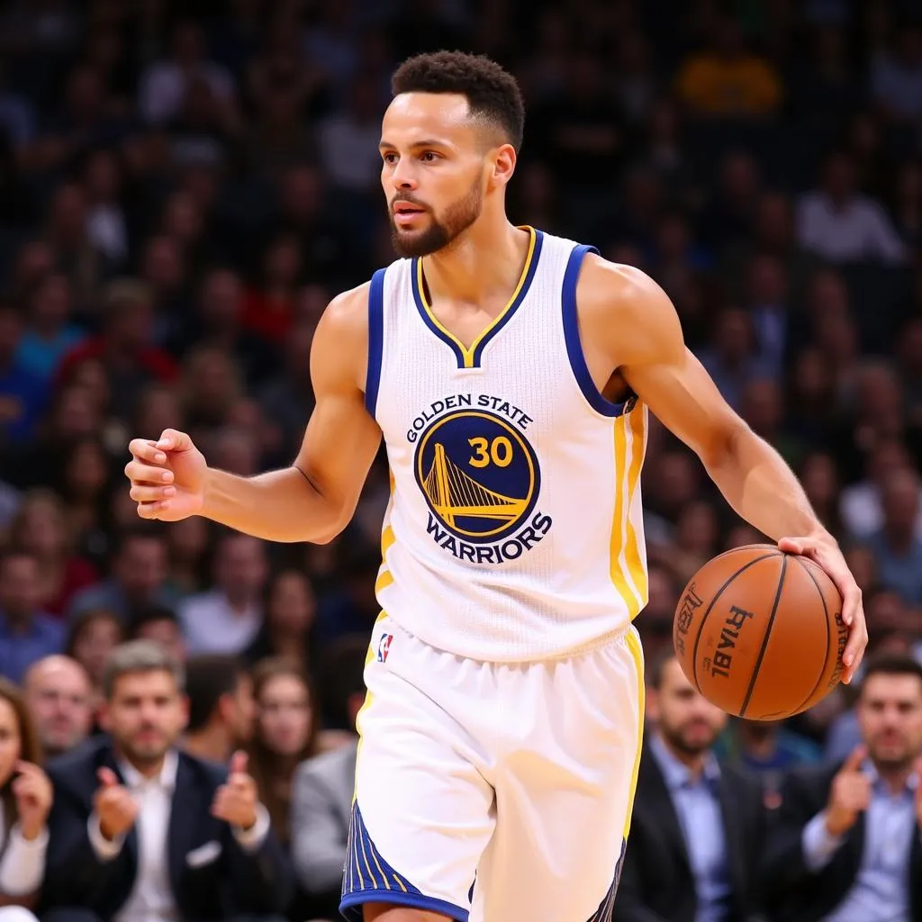 Stephen Curry dẫn bóng