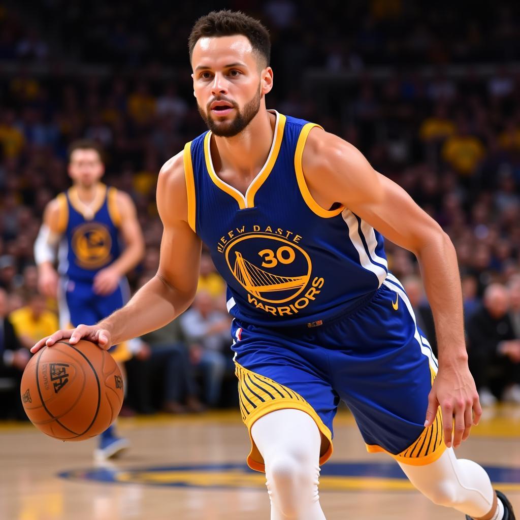 Stephen Curry dẫn bóng