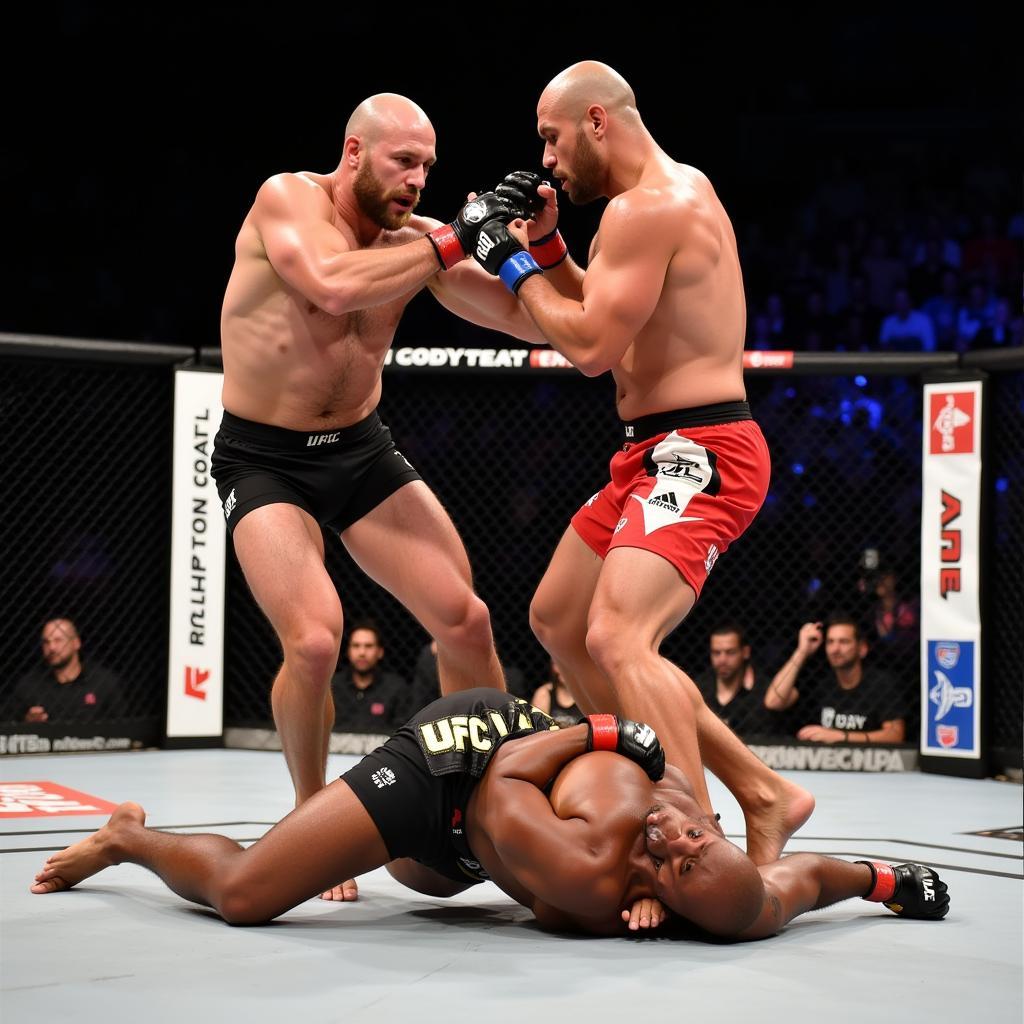 Stipe Miocic tung cú đấm quyết định knockout Junior Dos Santos