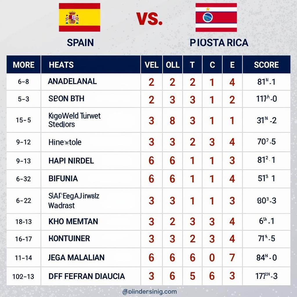 Spain vs Costa Rica: Head to Head History