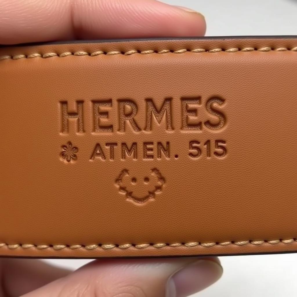 Tem chữ trên thắt lưng Hermes