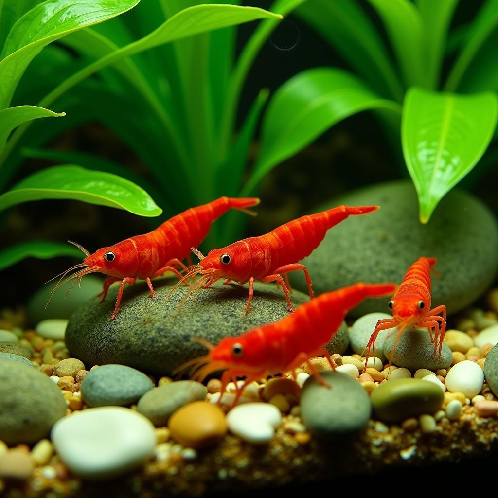 Tôm Neocaridina Red Cherry trong bể thủy sinh