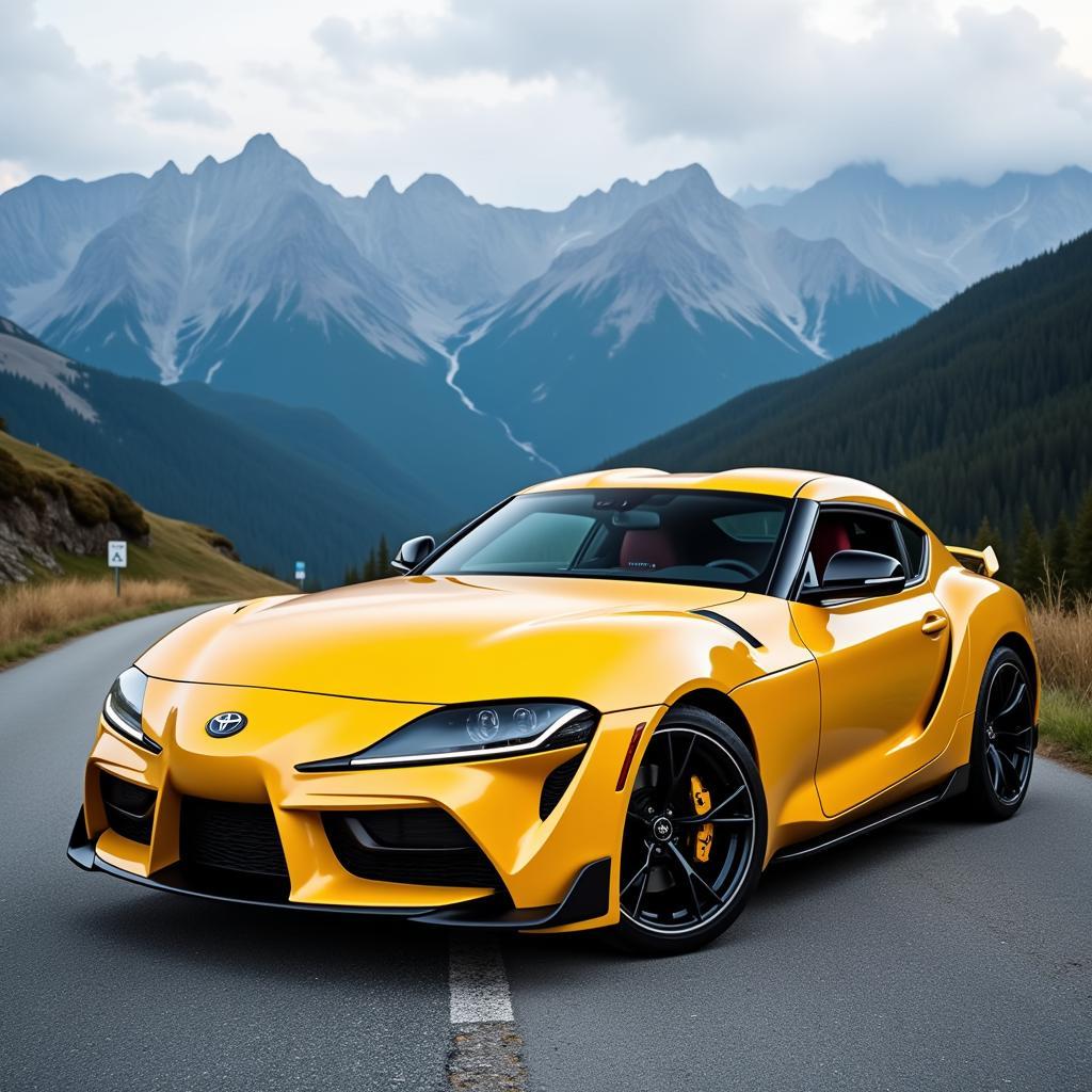 Toyota GR Supra (A90) on a scenic road