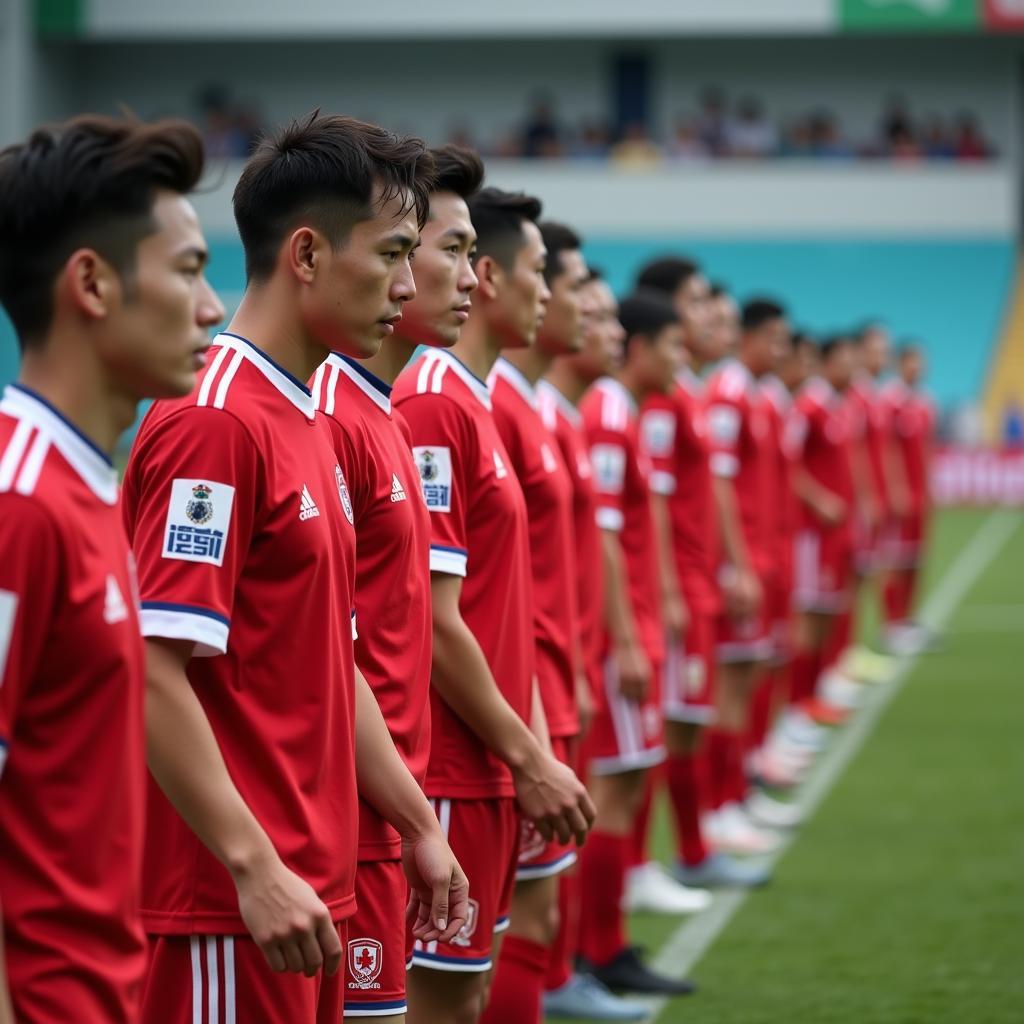 North Korea Football Team Facing Opponent