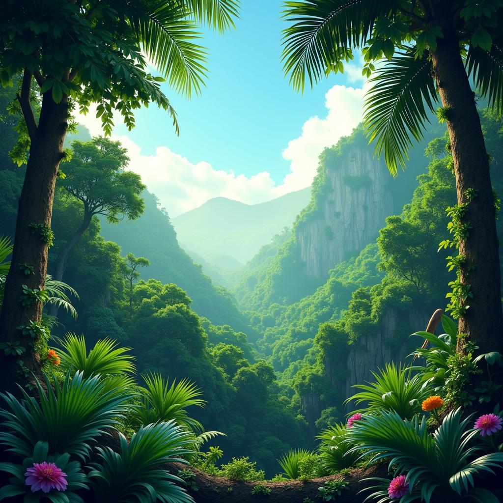 Tropical Rainforest with Lush Vegetation