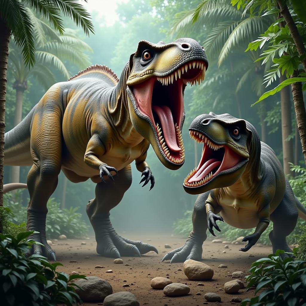 Tyrannosaurus Rex và Indominus Rex đối đầu