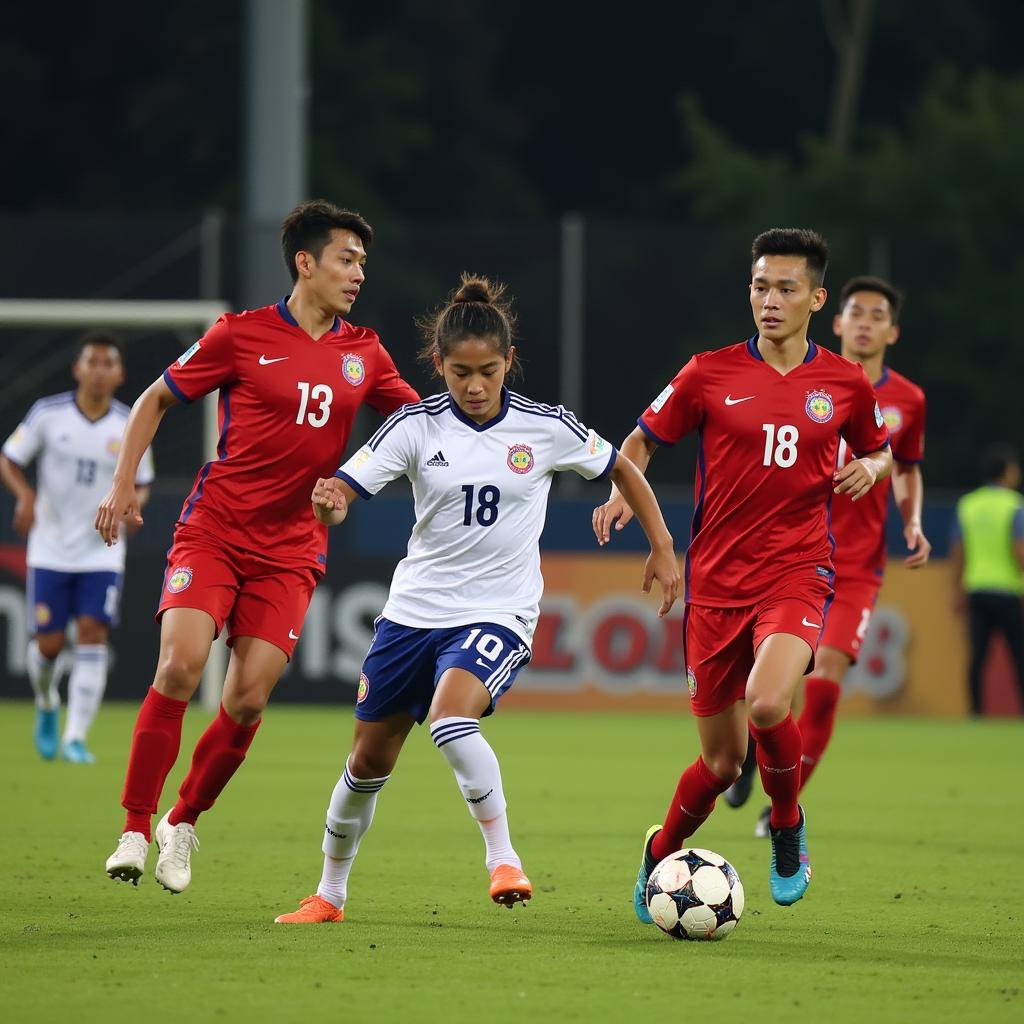 U19 Lào và U19 Thái Lan đối đầu tại giải U19 Đông Nam Á