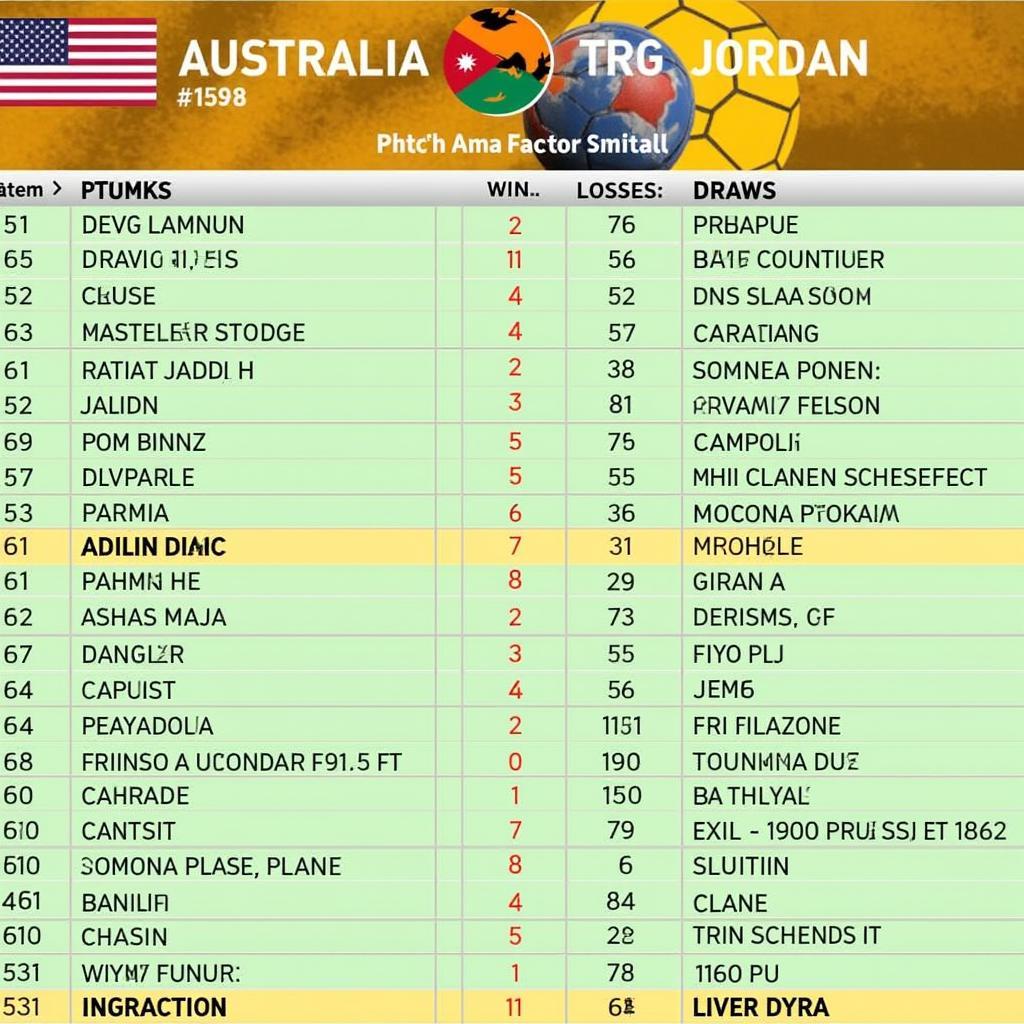 Lịch sử đối đầu Úc vs Jordan