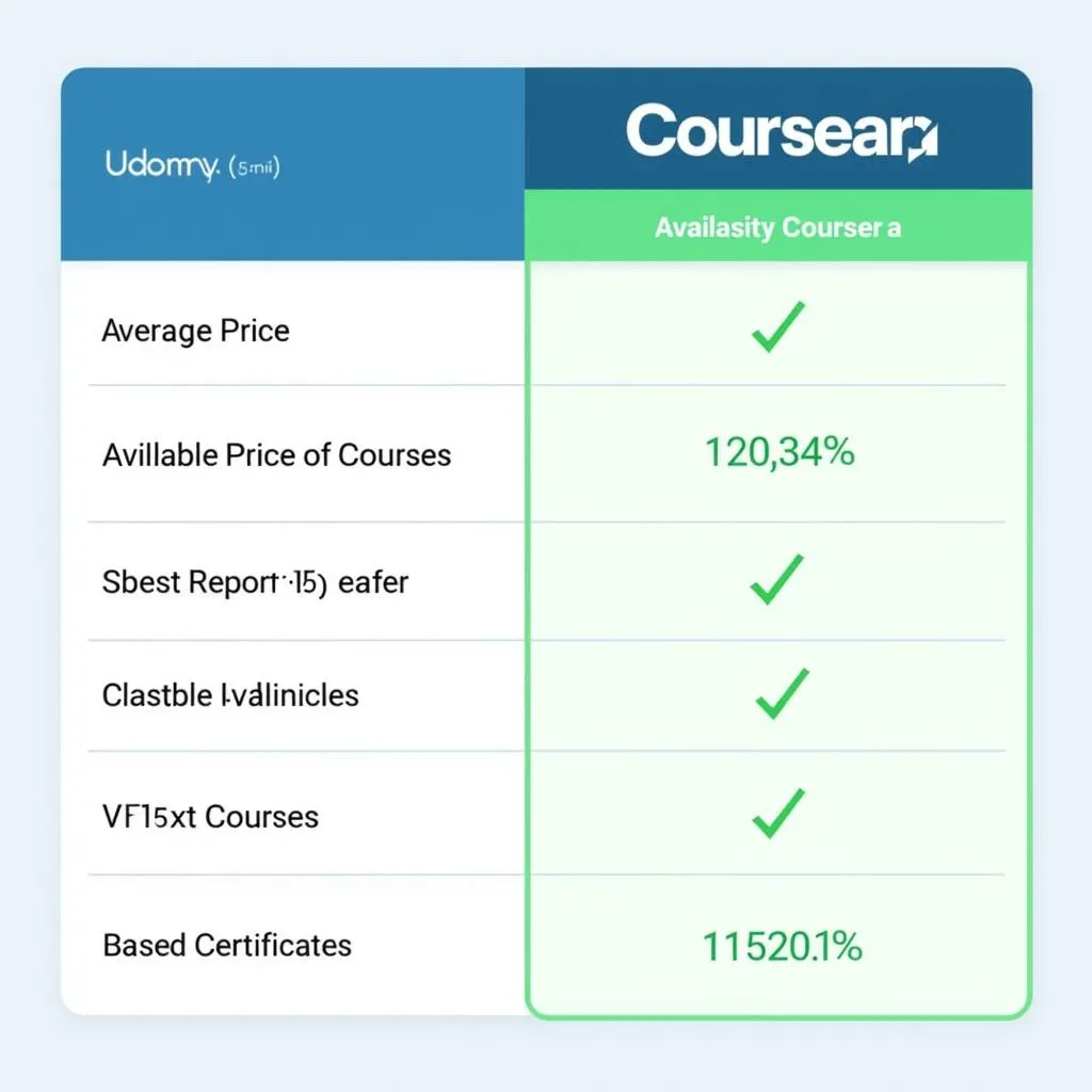 So sánh giá cả giữa Udemy và Coursera