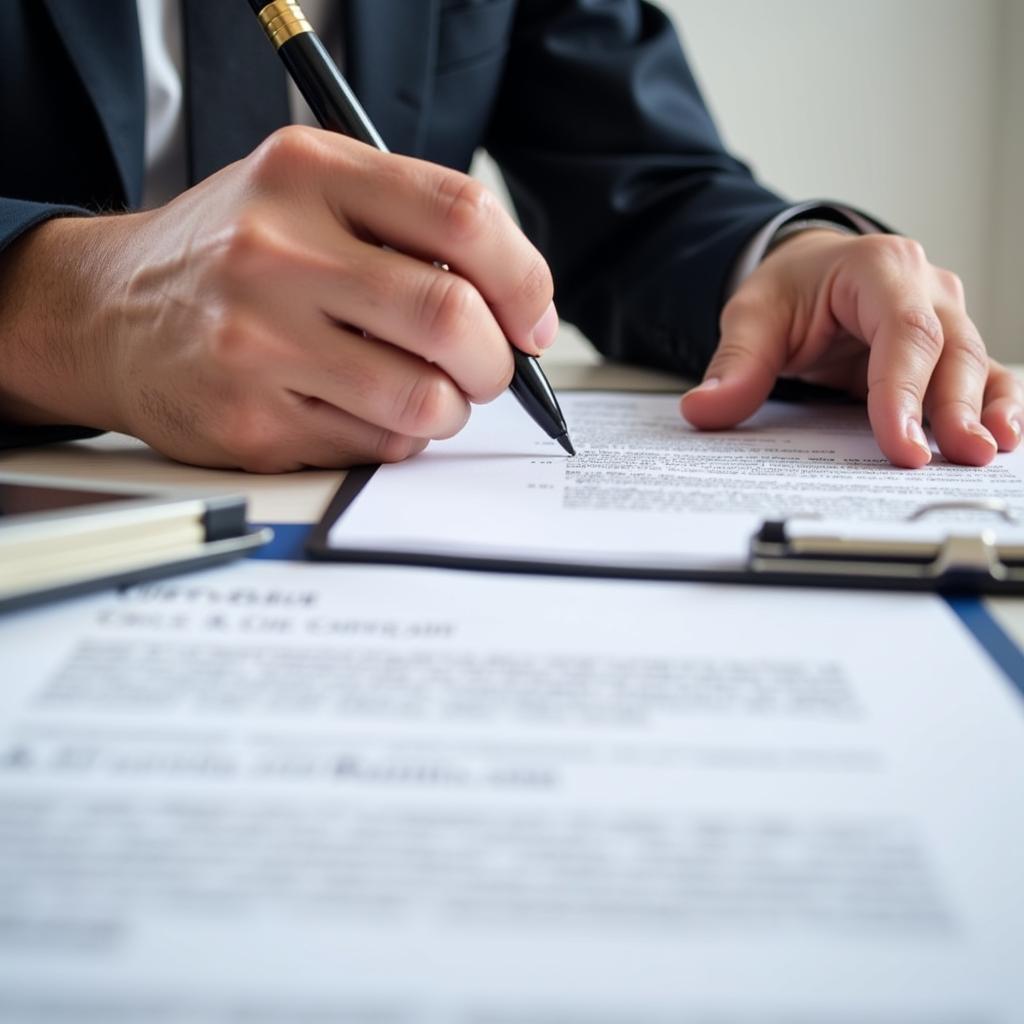 Job candidate signing an employment contract