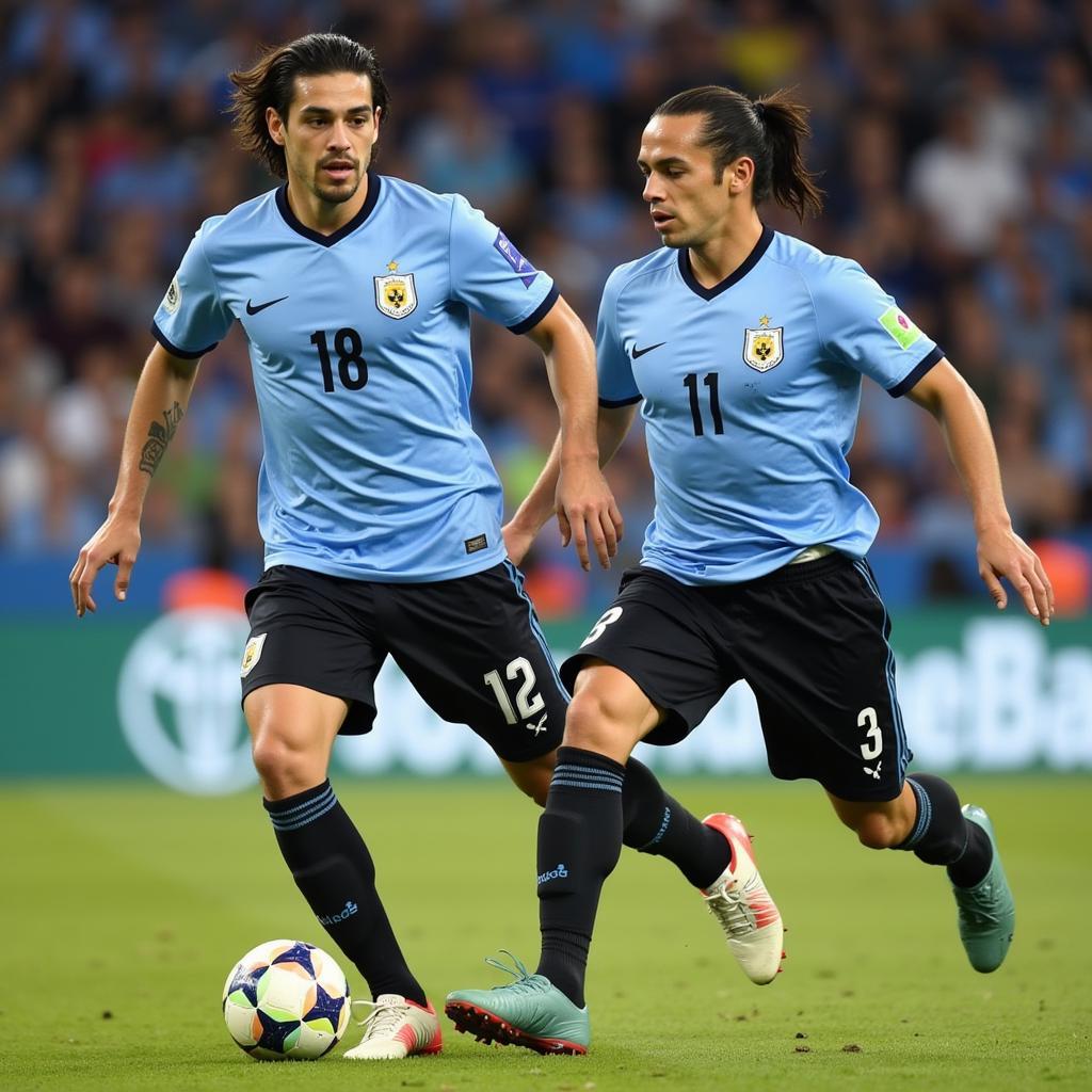 Luis Suarez và Edinson Cavani ăn mừng bàn thắng