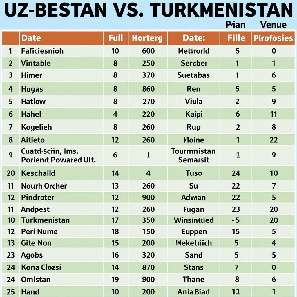 Lịch sử đối đầu Uzbekistan vs Turkmenistan