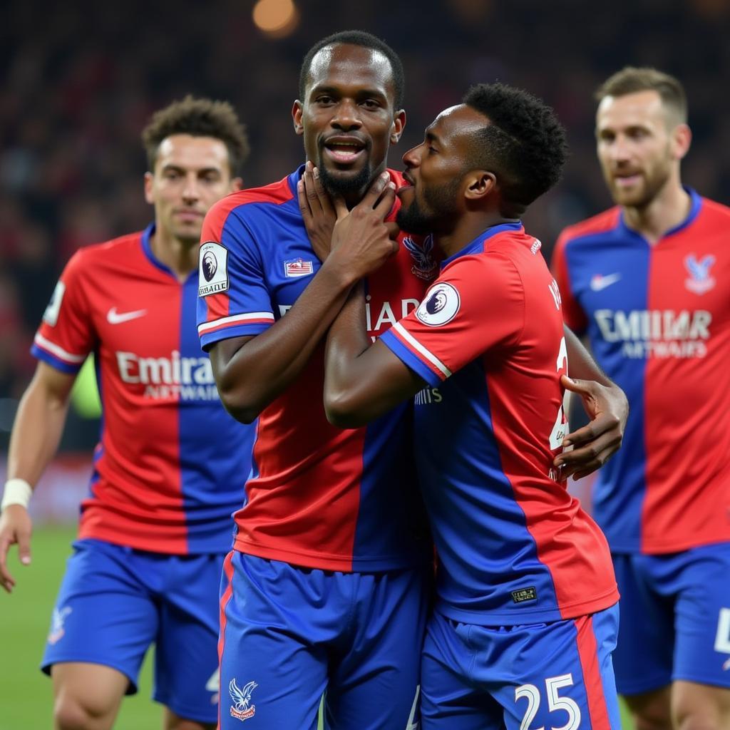 Wilfried Zaha celebrates a goal