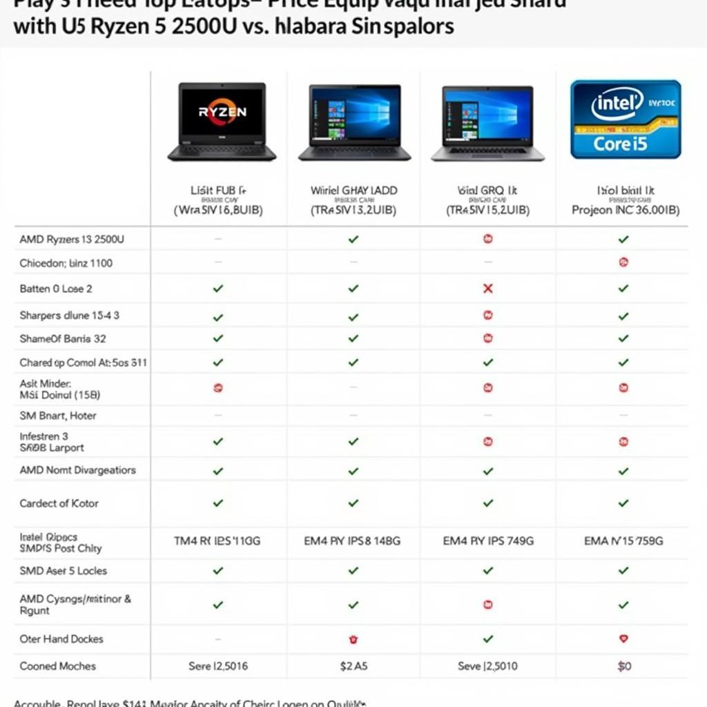 So sánh giá thành AMD Ryzen 5 2500U vs i5