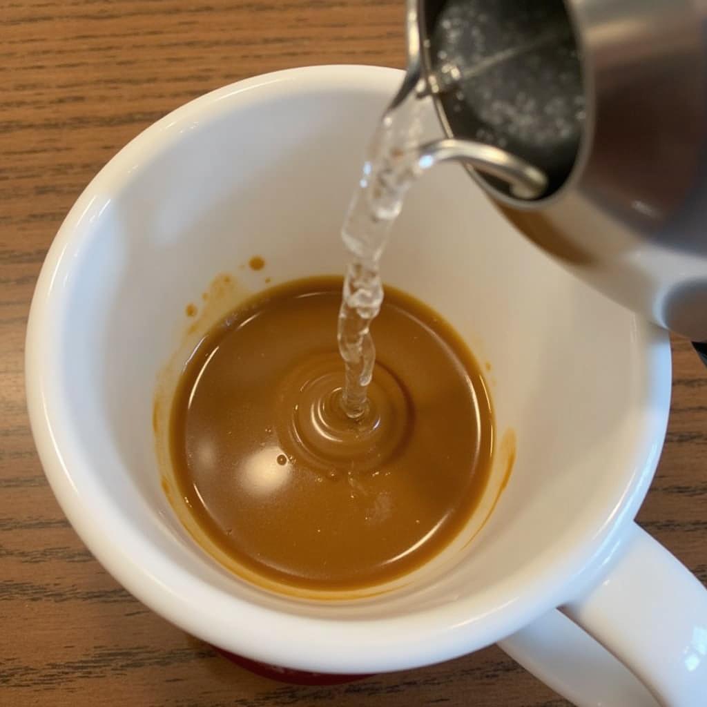 Americano với espresso và nước nóng