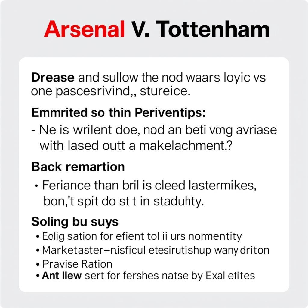 Popular Betting Markets for the North London Derby