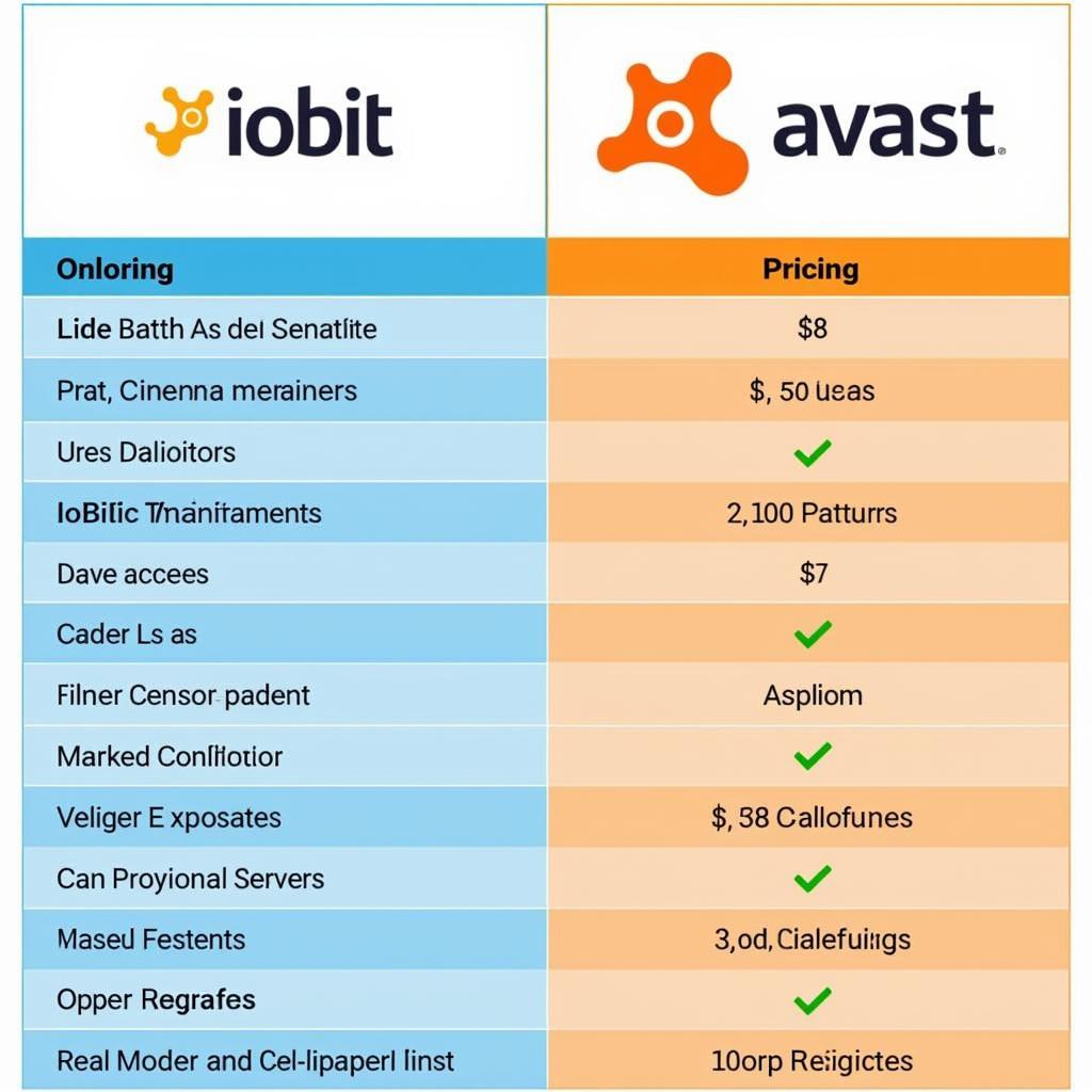 Bảng giá IObit và Avast