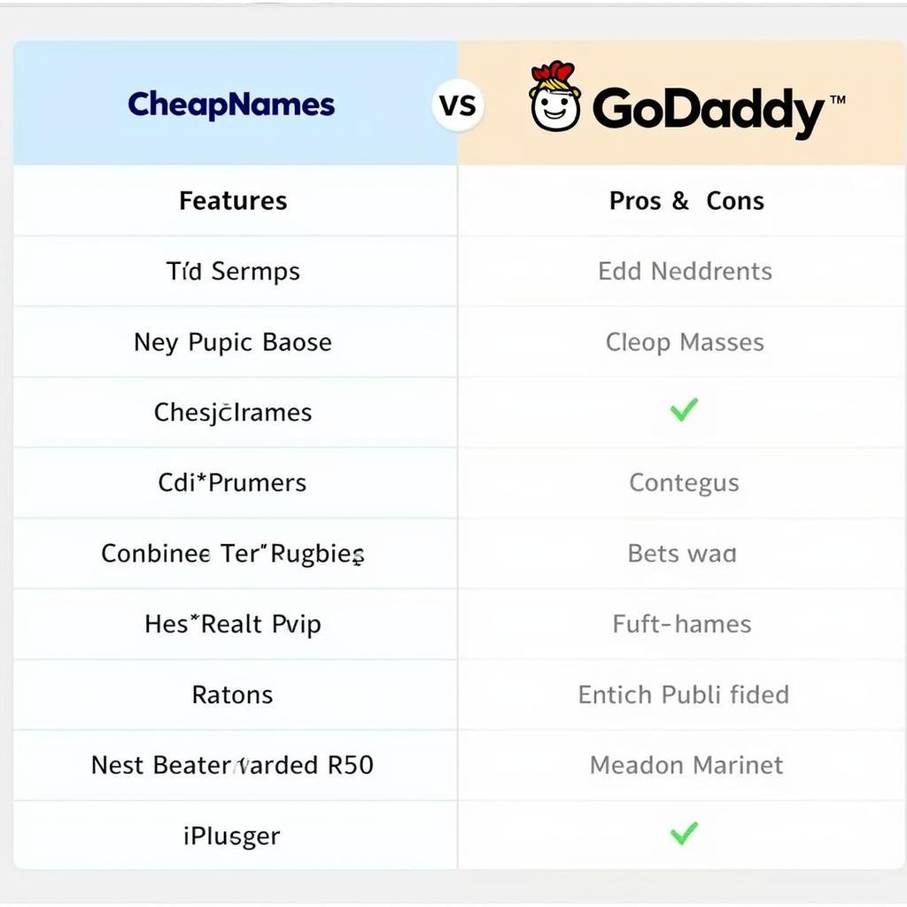 Bảng so sánh tổng quan CheapNames vs GoDaddy