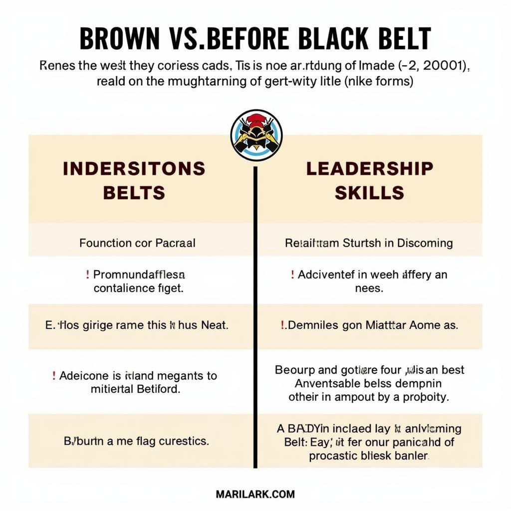 Black and Brown Belt Comparison Chart