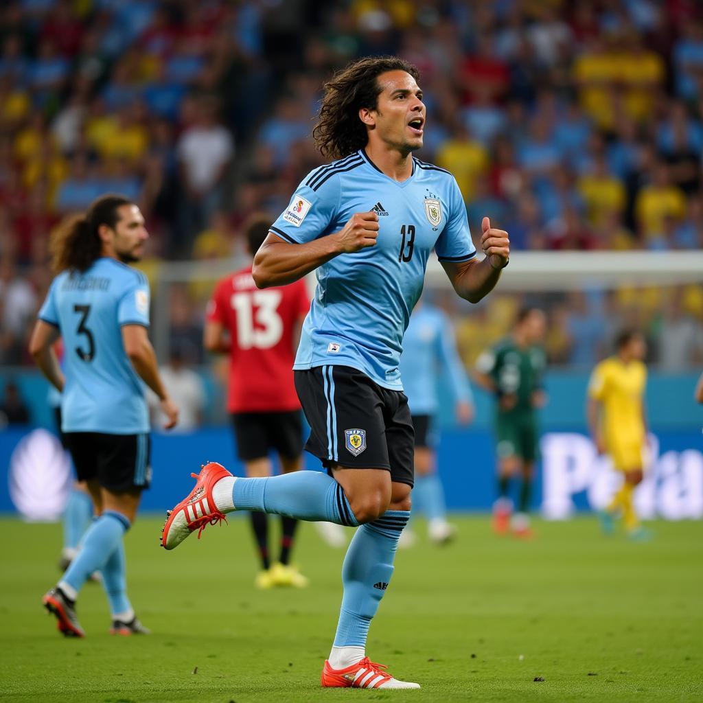 Bồ Đào Nha vs Uruguay World Cup 2018: Cavani ăn mừng bàn thắng