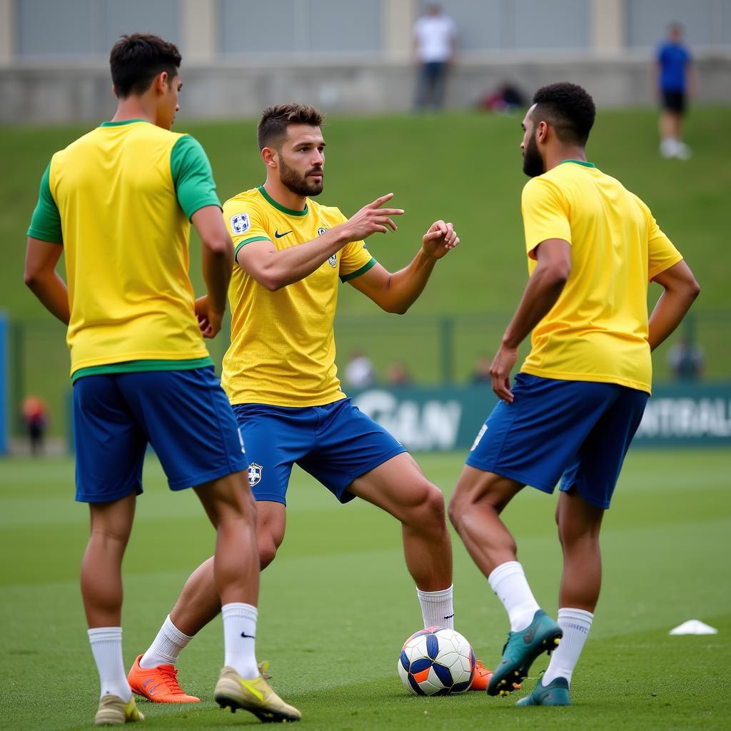 Brazil U23 tập luyện chiến thuật