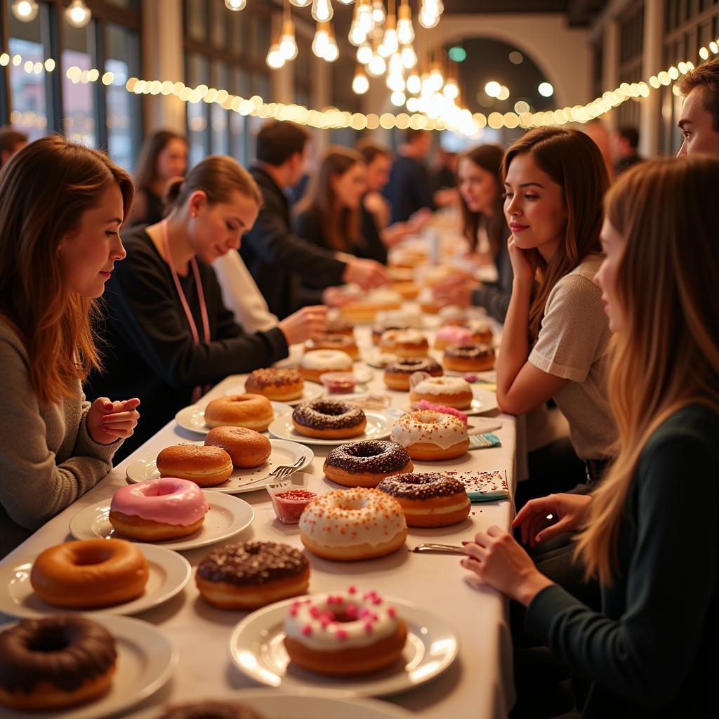 Bữa tiệc donut hoành tráng với nhiều người tham dự