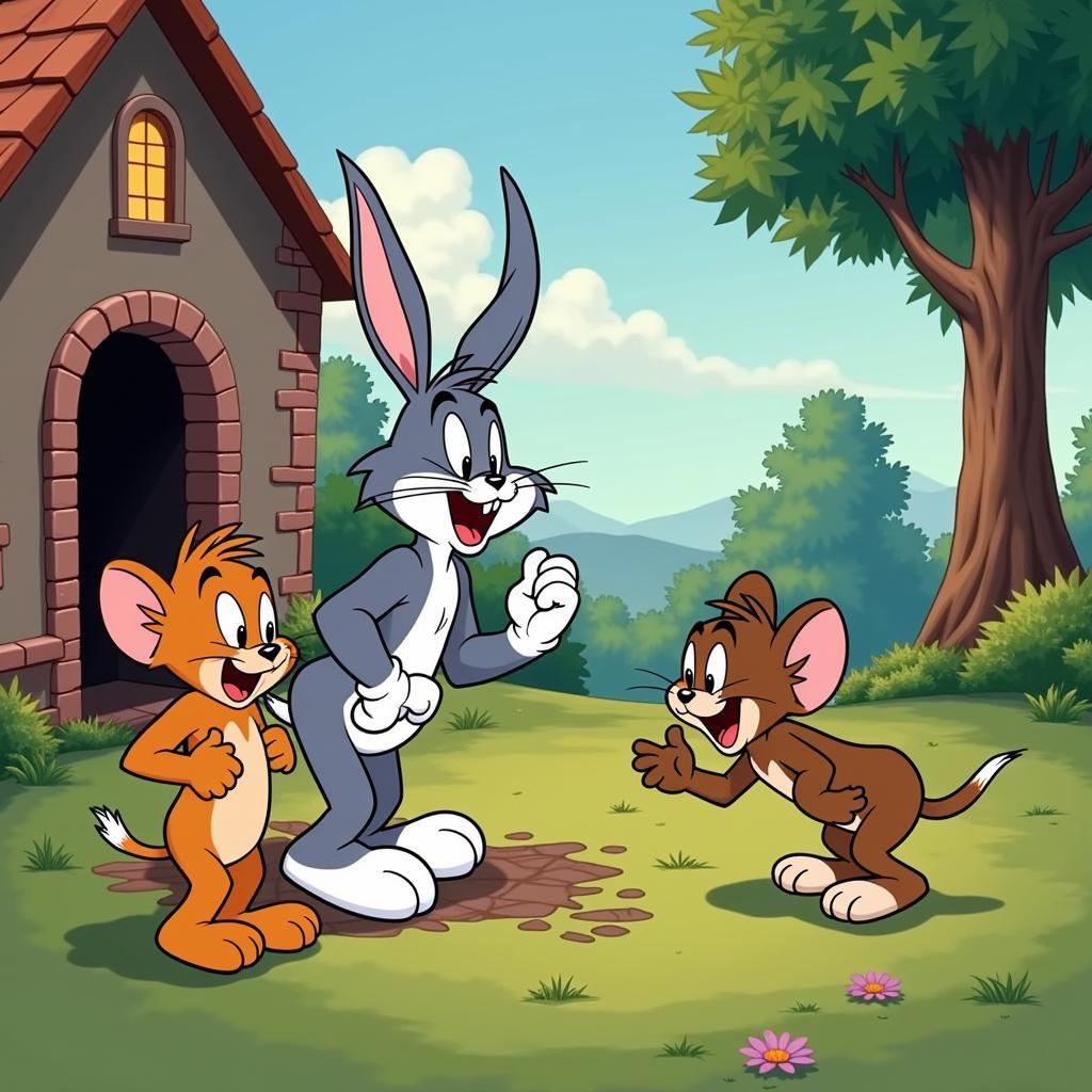 Bugs Bunny thoát khỏi bẫy của Tom và Jerry