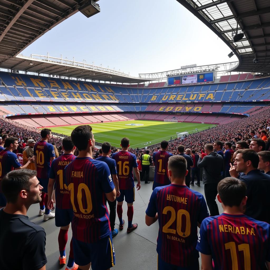 Các cầu thủ Barca sân nhà Nou Camp