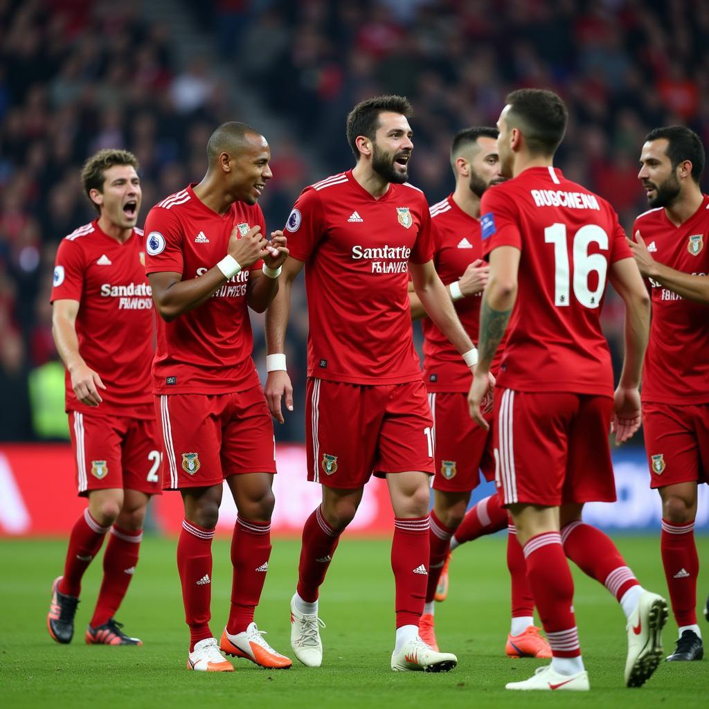 Các cầu thủ Benfica ăn mừng chiến thắng