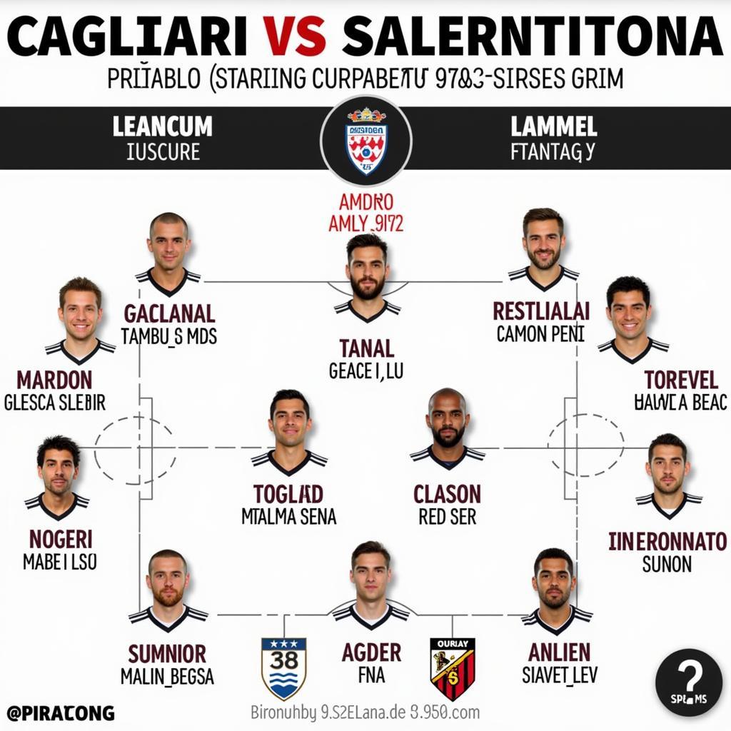 Cagliari vs Salernitana: Đội hình