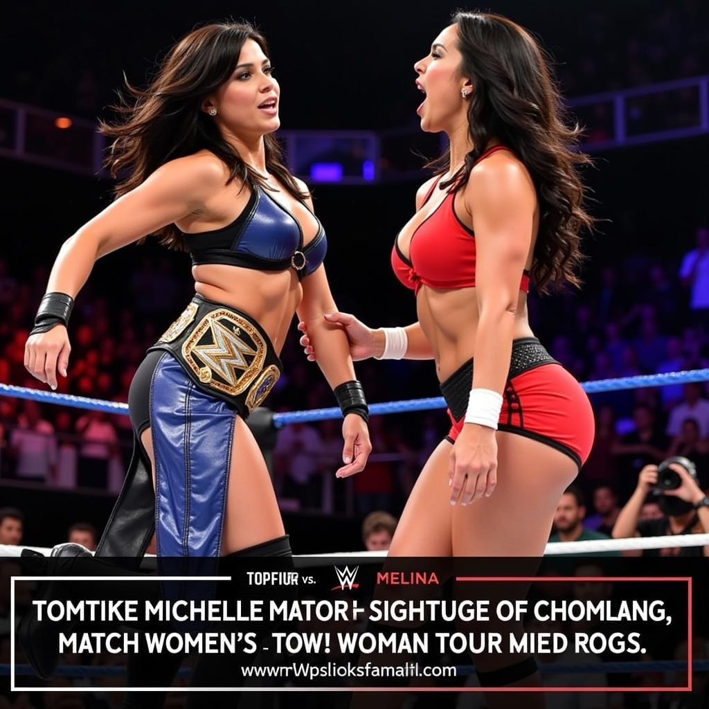 Candice Michelle và Melina tranh đai WWE Women's Championship