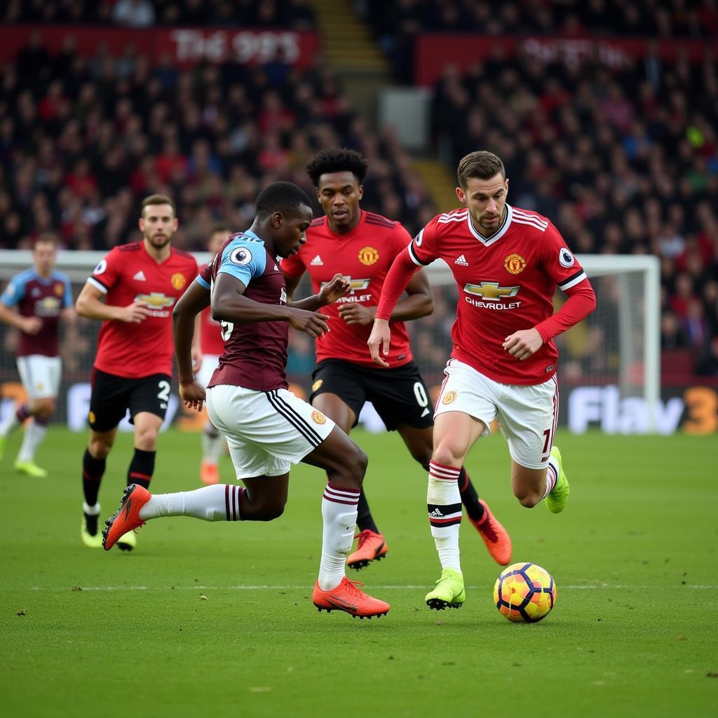 Cầu thủ Man United tấn công hàng phòng ngự Burnley