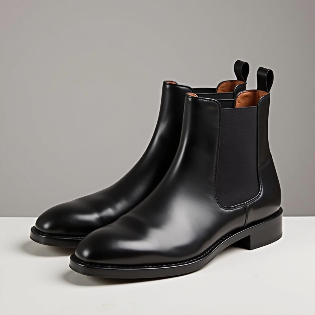 Giày Chelsea Boots Da Đen Bóng Bẩy