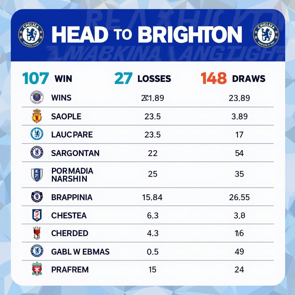 Lịch sử đối đầu Chelsea vs Brighton