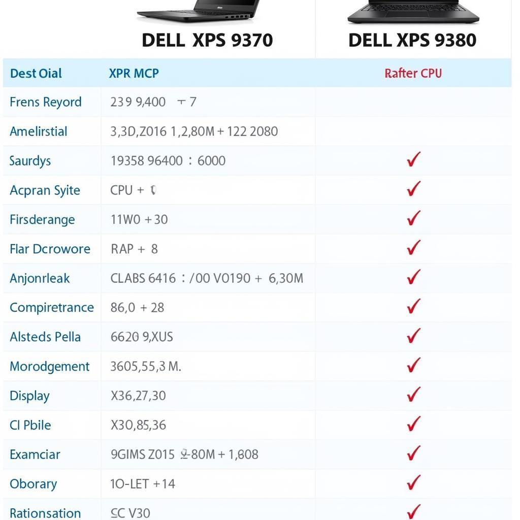 Bảng so sánh chi tiết Dell XPS 9370 và 9380