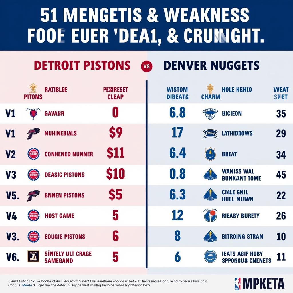 Phân tích sức mạnh của Detroit Pistons và Denver Nuggets