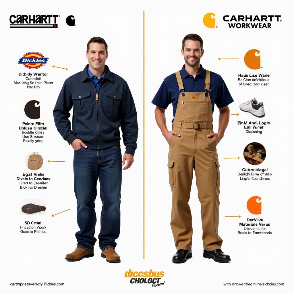 So sánh quần áo lao động Dickies và Carhartt