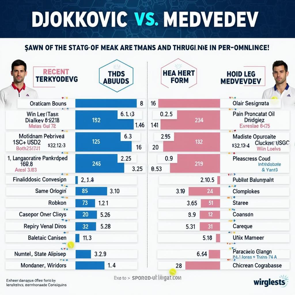 So sánh phong độ thi đấu gần đây của Djokovic và Medvedev