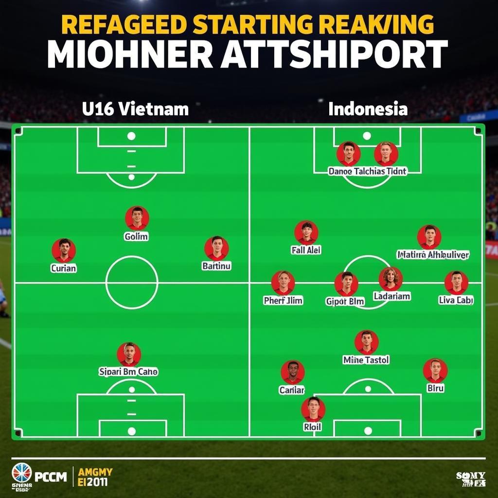 Đội hình U16 Việt Nam và U16 Indonesia