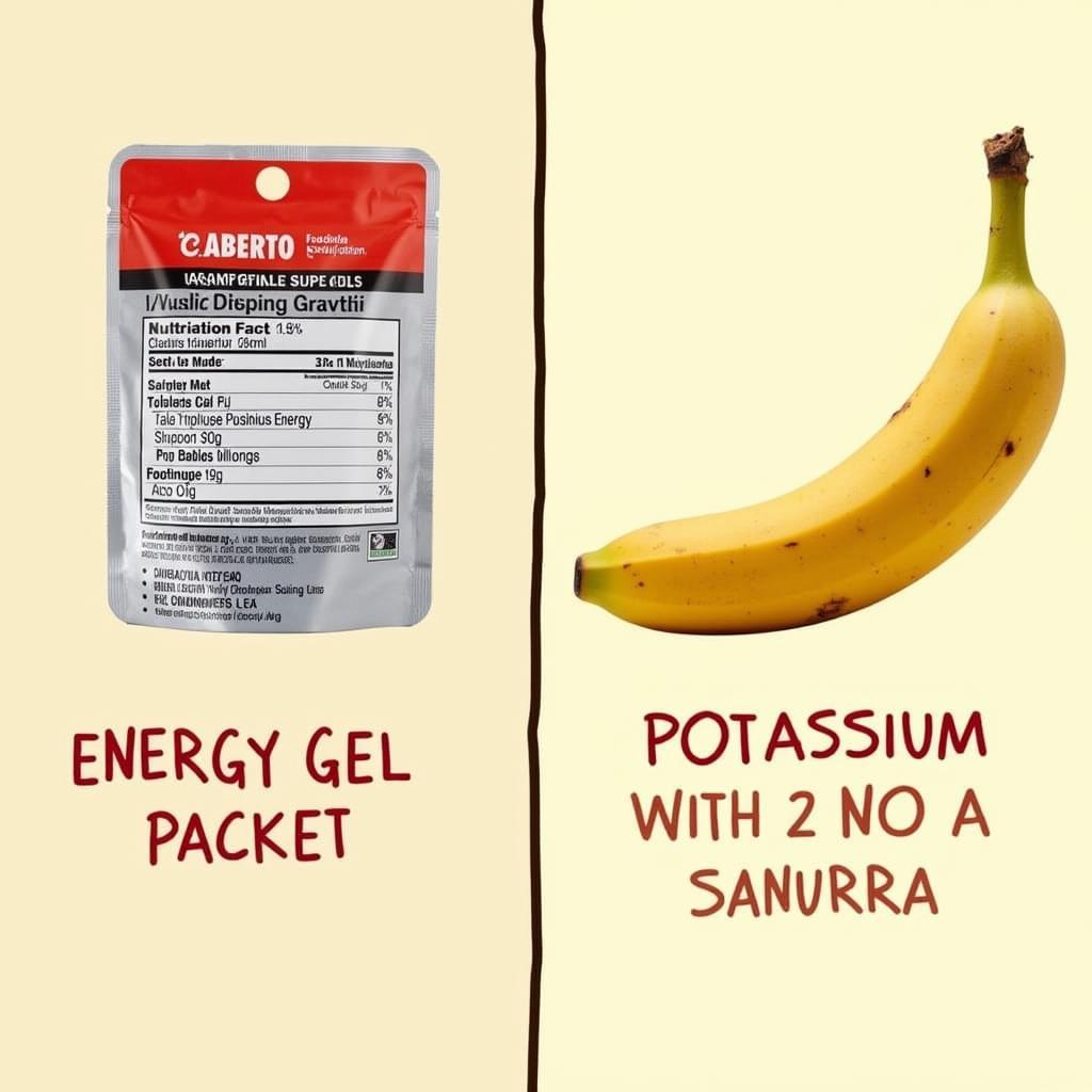 So sánh trực quan giữa energy gel và banana