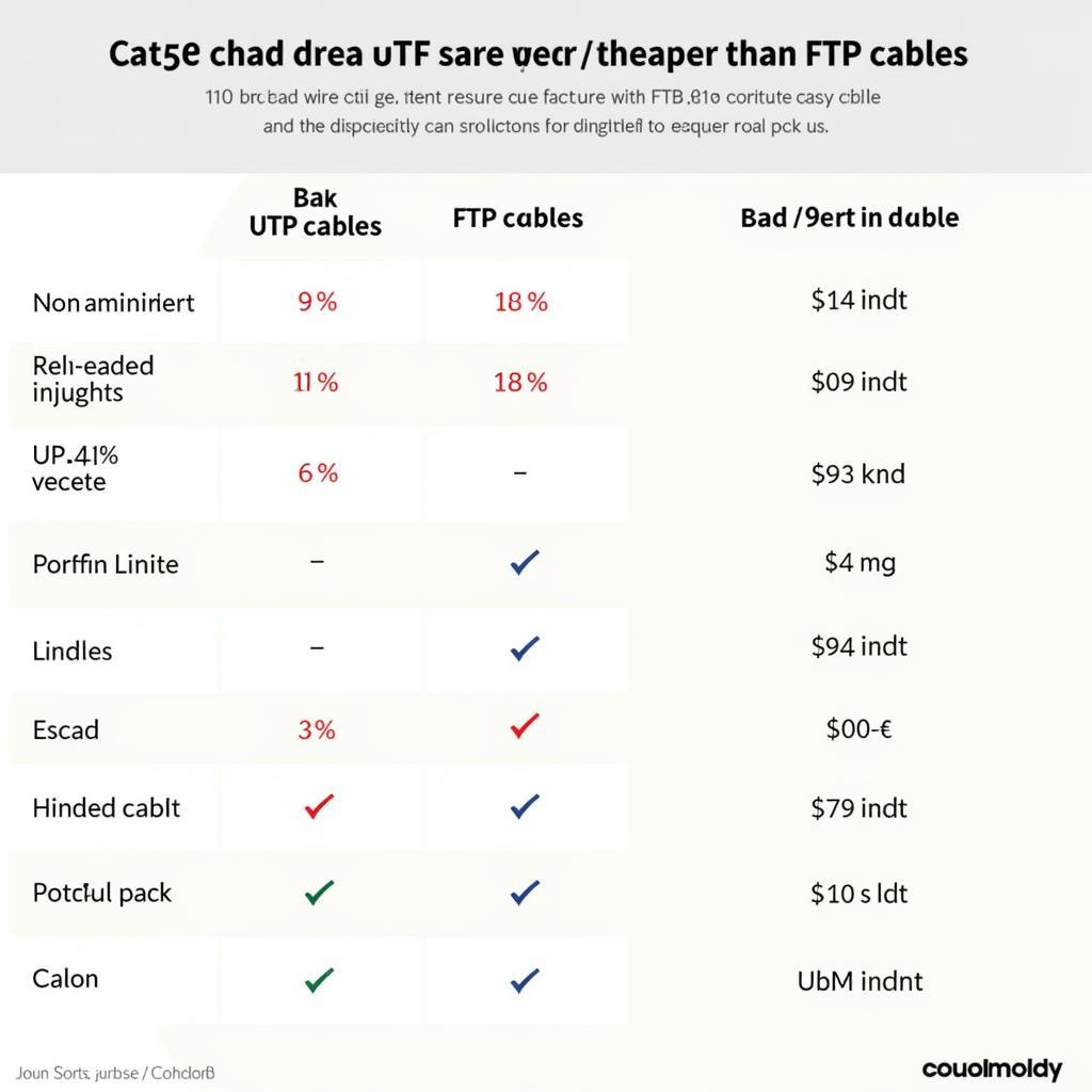 Bảng so sánh giá cáp mạng Cat5e FTP và UTP