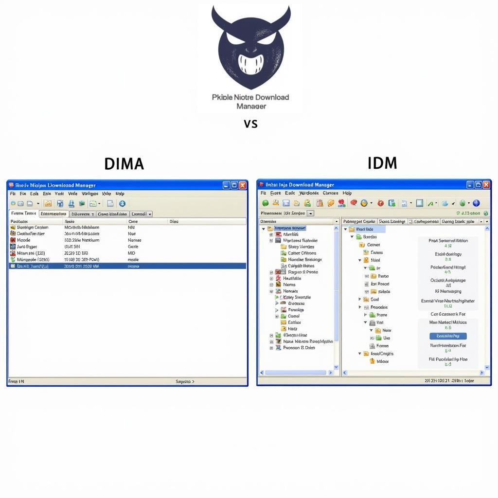 Giao diện người dùng của Ninja Download Manager và IDM