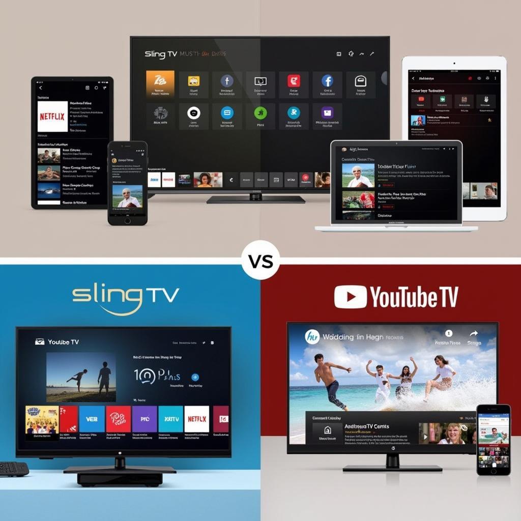 Giao diện Sling TV và YouTube TV