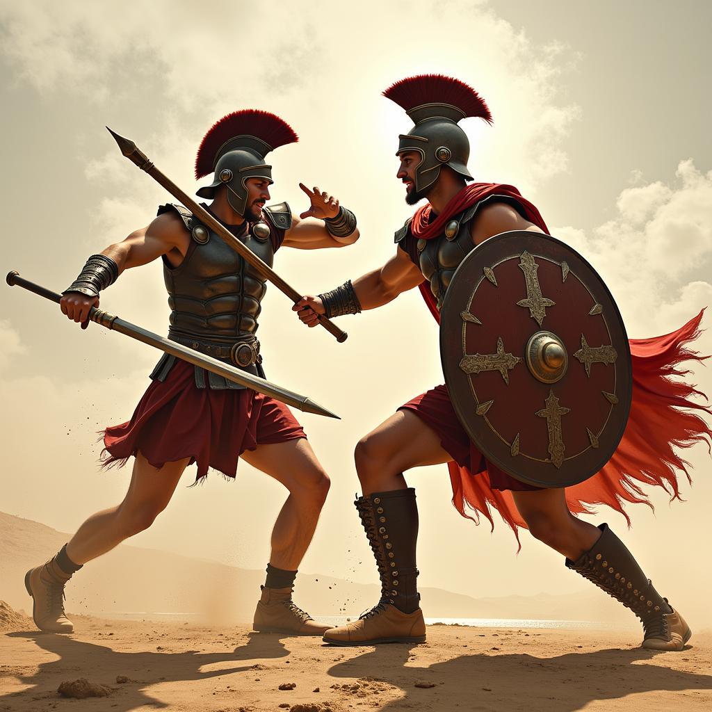 Gladiator và Spartan trong một trận tay đôi