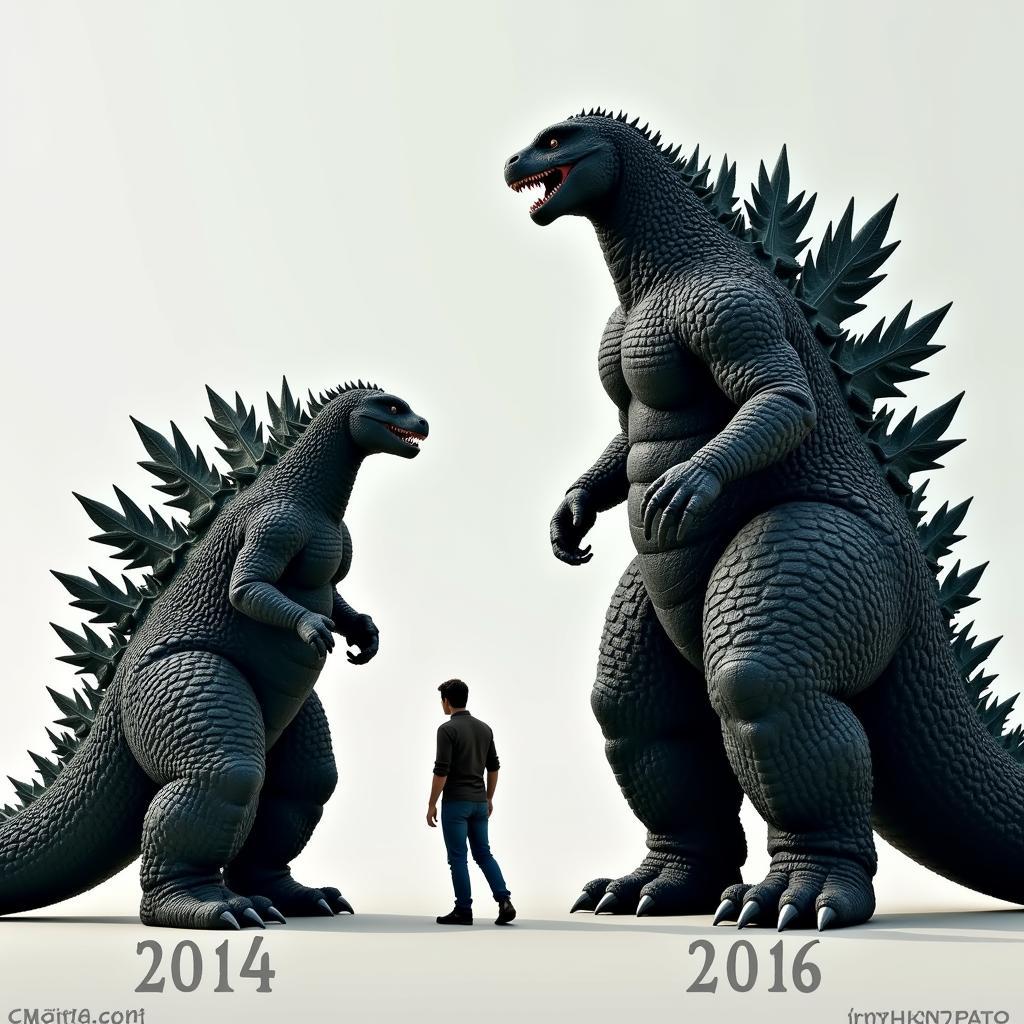 So sánh kích thước Godzilla 2014 và 2016