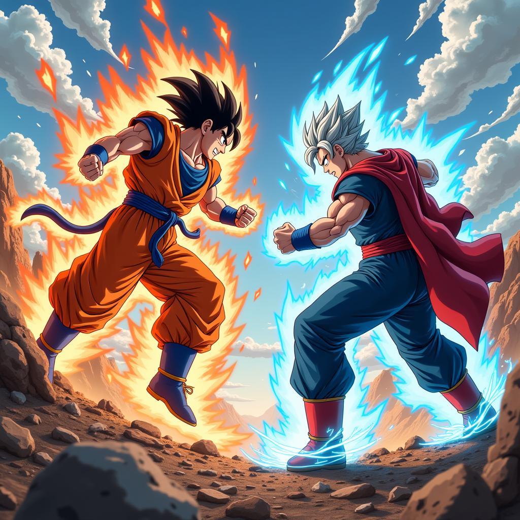 Goku Ultra Instinct chiến đấu với Superman Prime