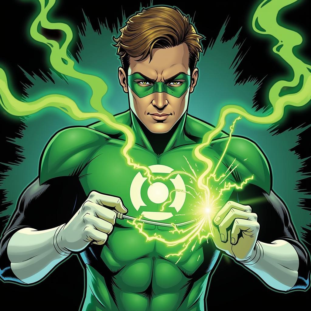 Green Lantern sử dụng nhẫn năng lượng tạo vũ khí