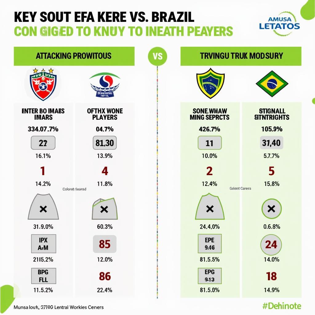 So sánh sức mạnh đội hình Hàn Quốc vs Brazil