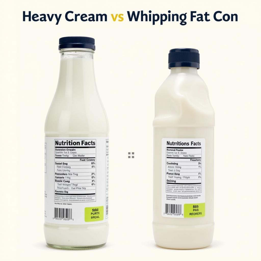 So sánh thành phần heavy cream và whipping cream