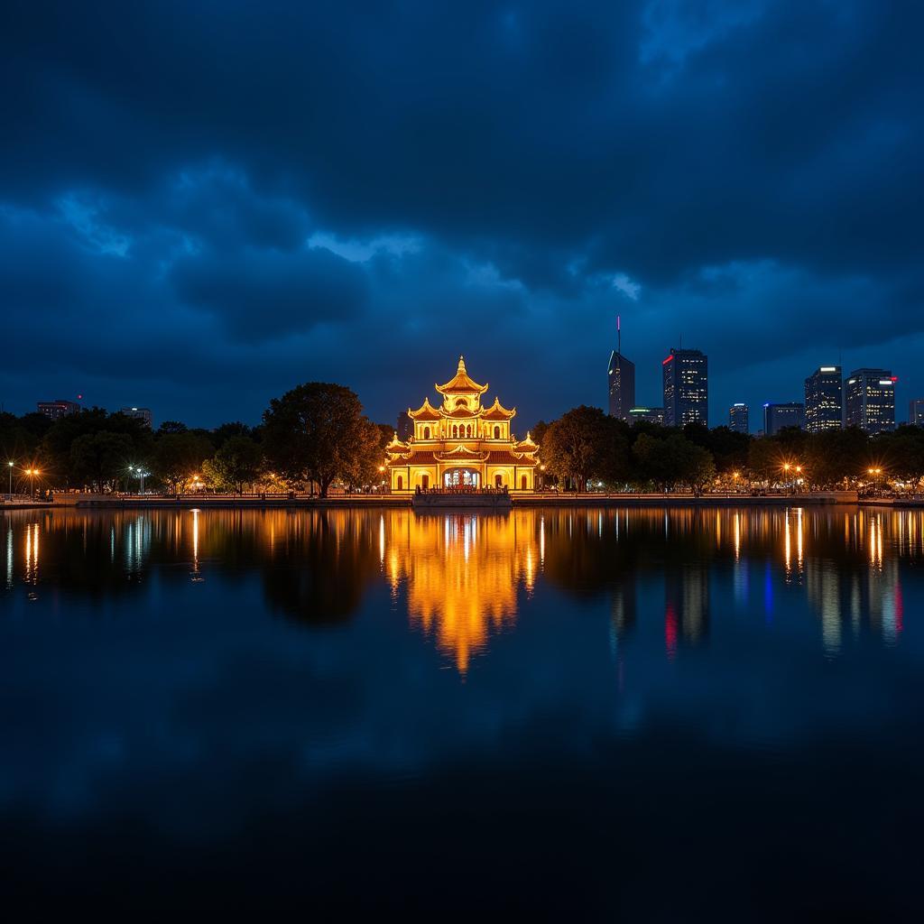 Hoan Kiem Lake at night